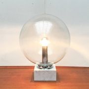 Mid-century glass and marble table lamp 3480 by Erco, 1960s.