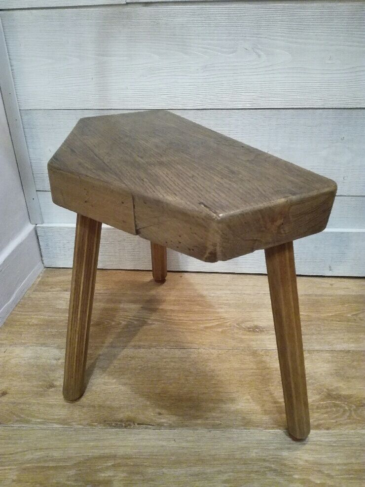 Raw wood tripod stool