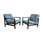 Modèle B-7752 Fauteuils Jacquard Bleu de Zenon Bączyk, années 1960, Set de 2