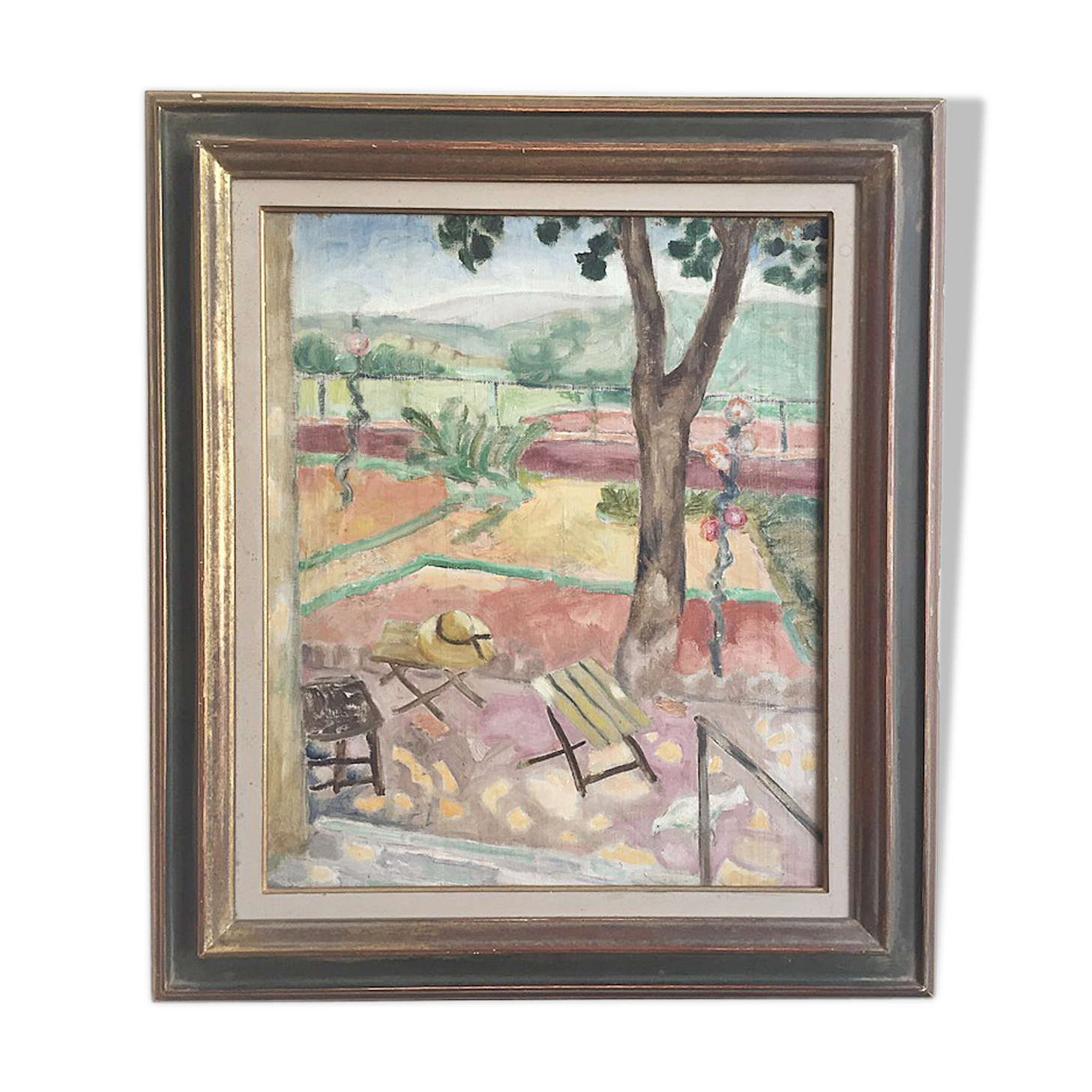 Oil on canvas framed "garden"