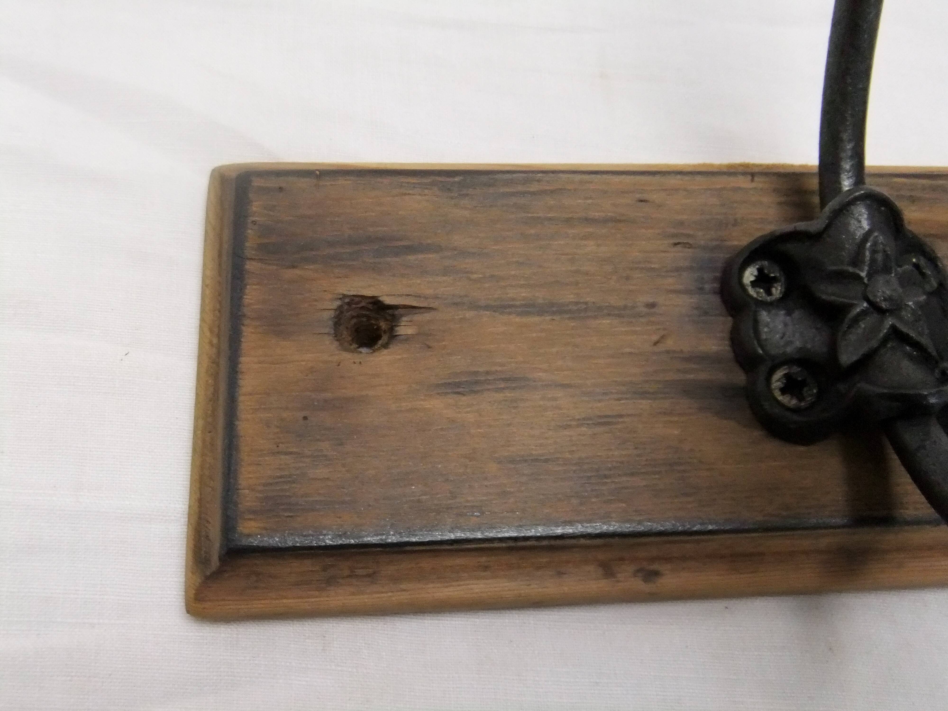 Wall coat rack hook wrought iron wood