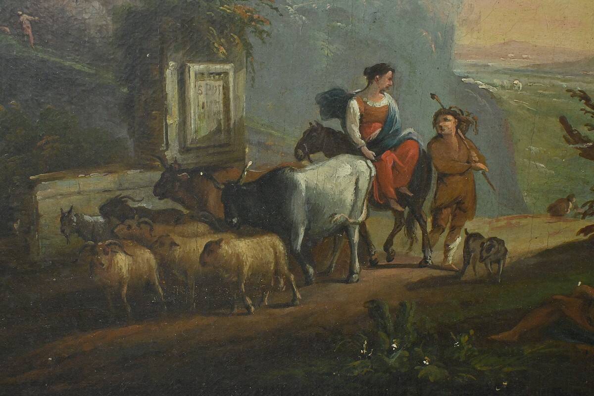 Painting “The Temple of Tivoli”, Italy – Late 19th century