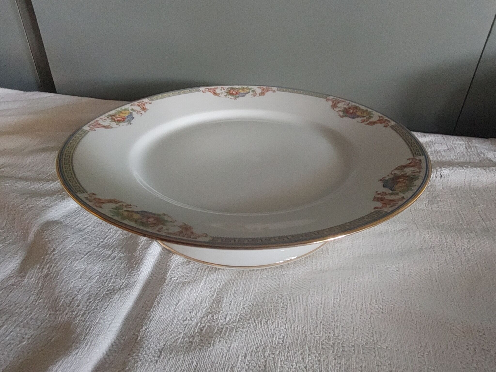 Standing plate porcelain of limoges flower baskets, fruits - beginning 20th