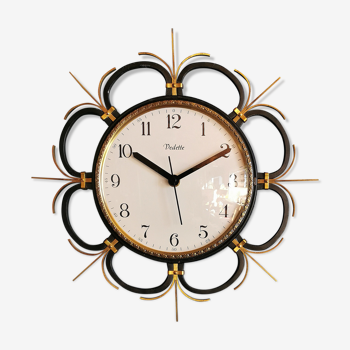 Horloge vintage pendule murale silencieuse ronde métal