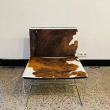 Chromed Fil armchair with fur seat by Pascal Mourgue for Ligne Roset, 1990s