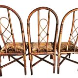 3 Chaises En Rotin Assise Velours
