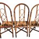 3 Rattan Chairs with Velvet Seat