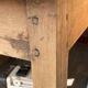 Farmhouse dining table in solid wood with 1 drawer, 1930, 209x80cm.