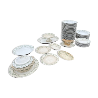 Large service 67 pieces creil and earthenware plates old dishes