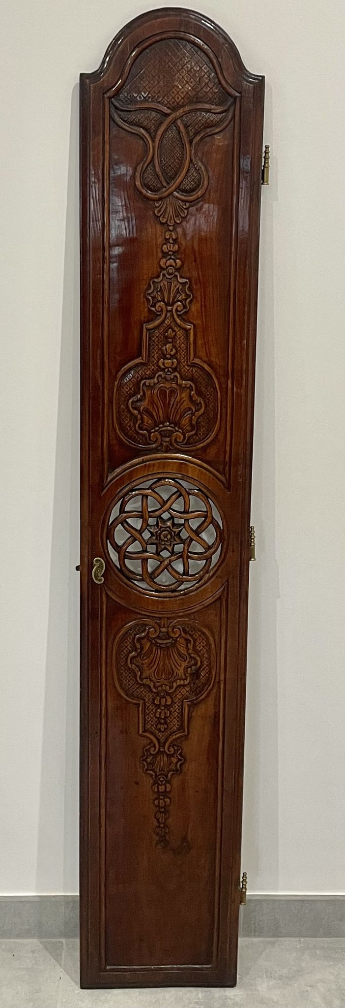 Clock door carved and openwork wood