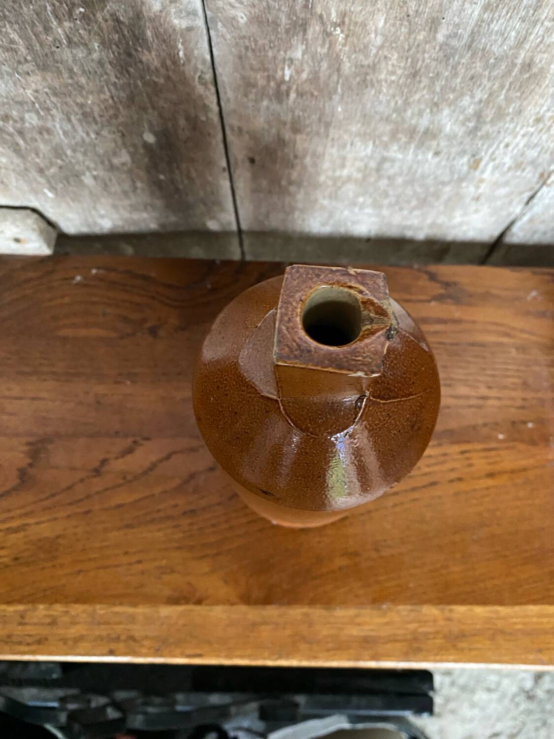 Antique Doulton Lambeth Brown Salt Stoneware Bottle Square Base 1860