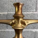 Brutalist gilt bronze candelabra