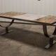 Ceramic coffee table and brushed steel Roche Bobois design Gregorieff 70s, 108x47cm