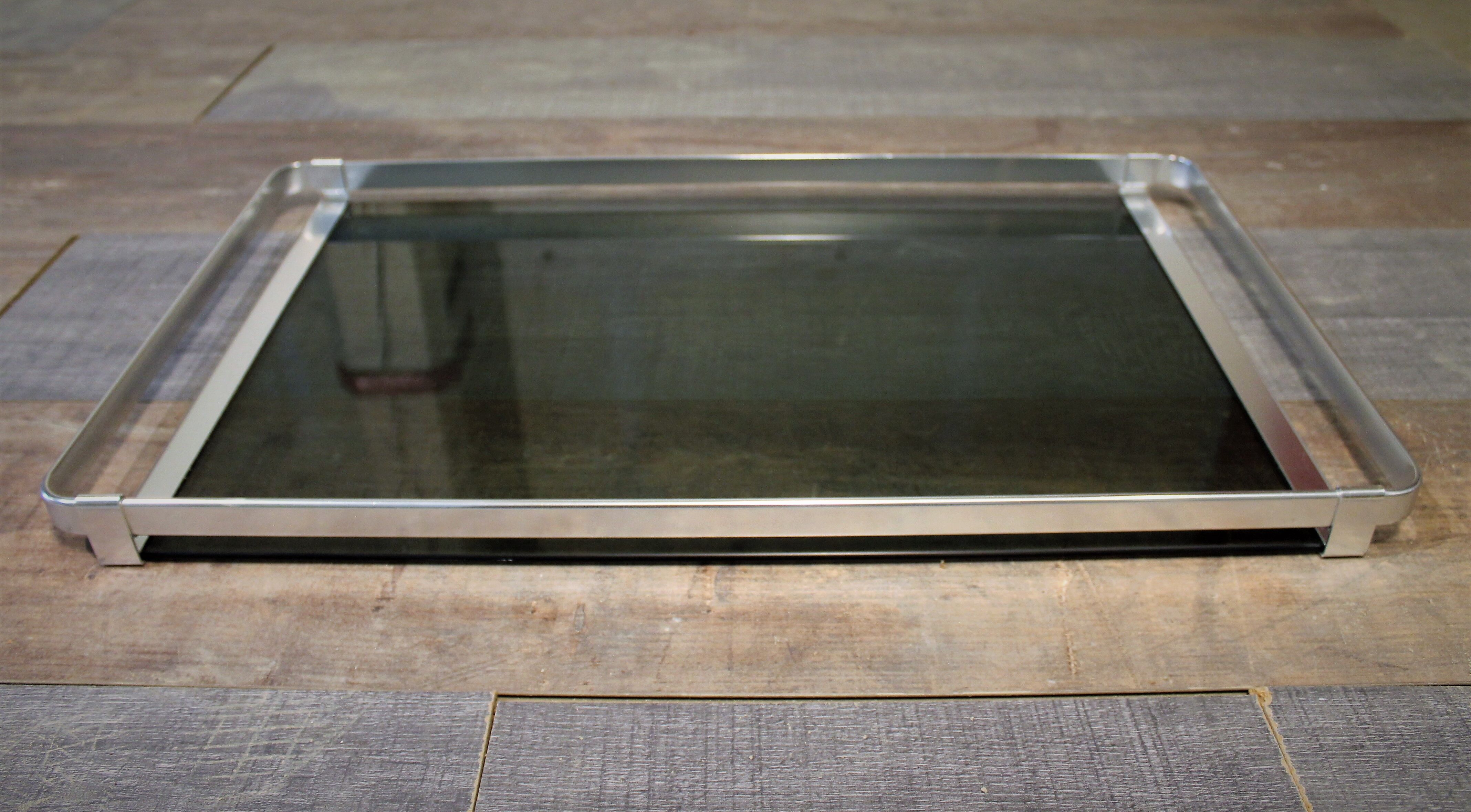 Metal plate & design glass Italian 1970