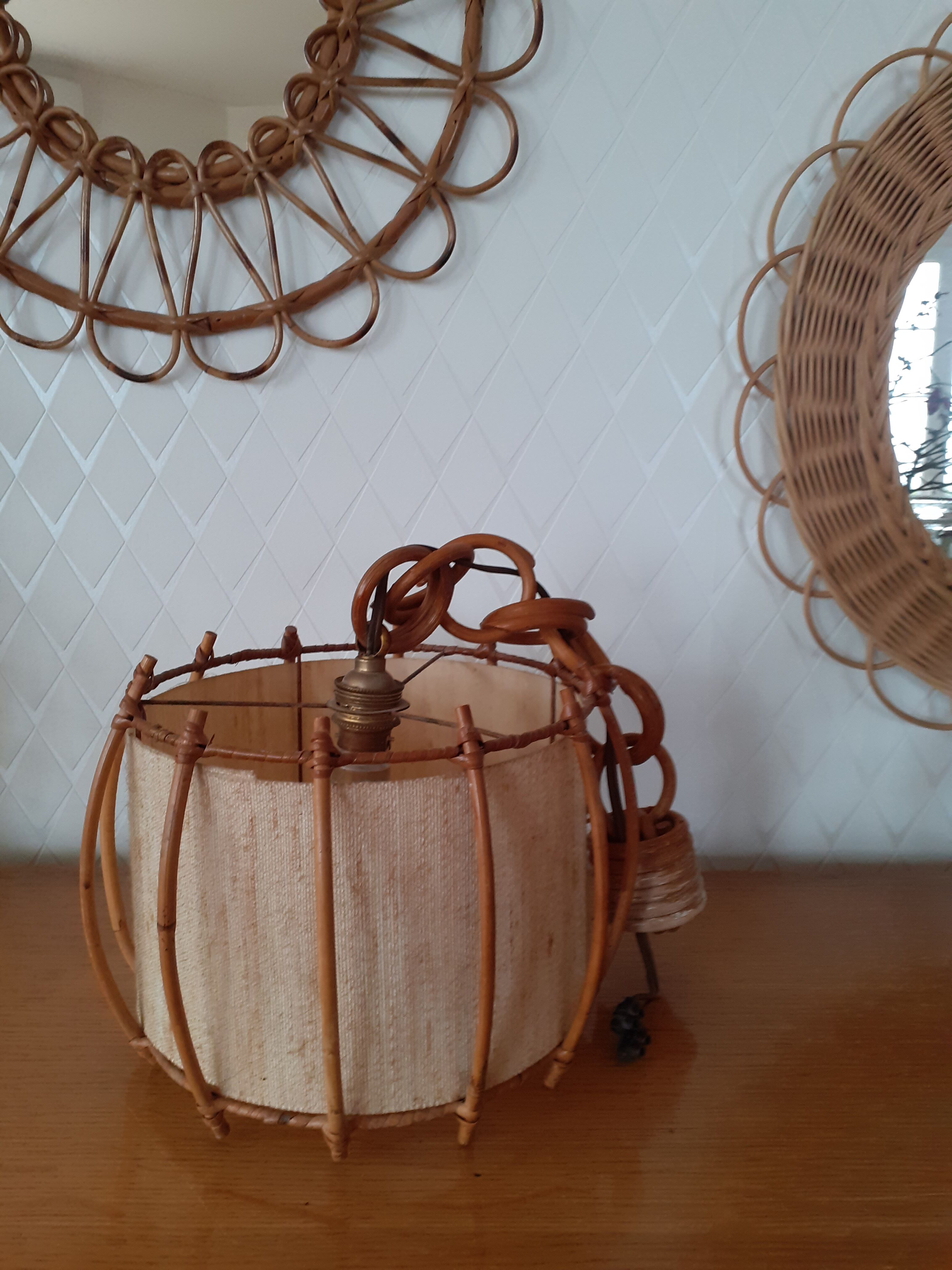 Vintage rattan pendant lamp