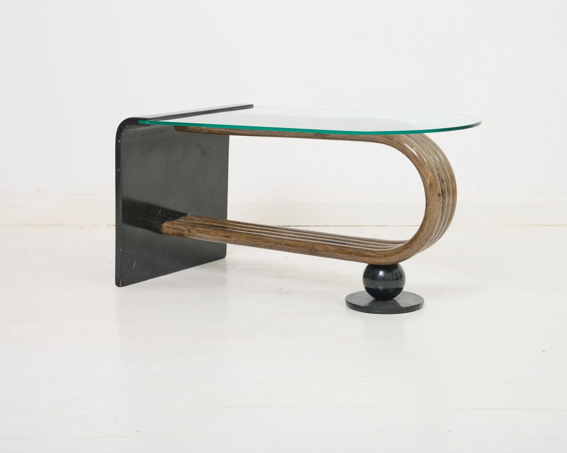Curved wooden coffee table, 1960-70