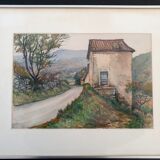 Aquarelle sur papier "Soir d'Automne, en Aveyron (vers Vendeloves)" signée, André Duculty (1912-1990)