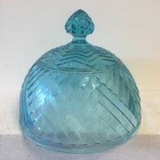 Dessert cheese bell - blue molded glass - art deco. vintage