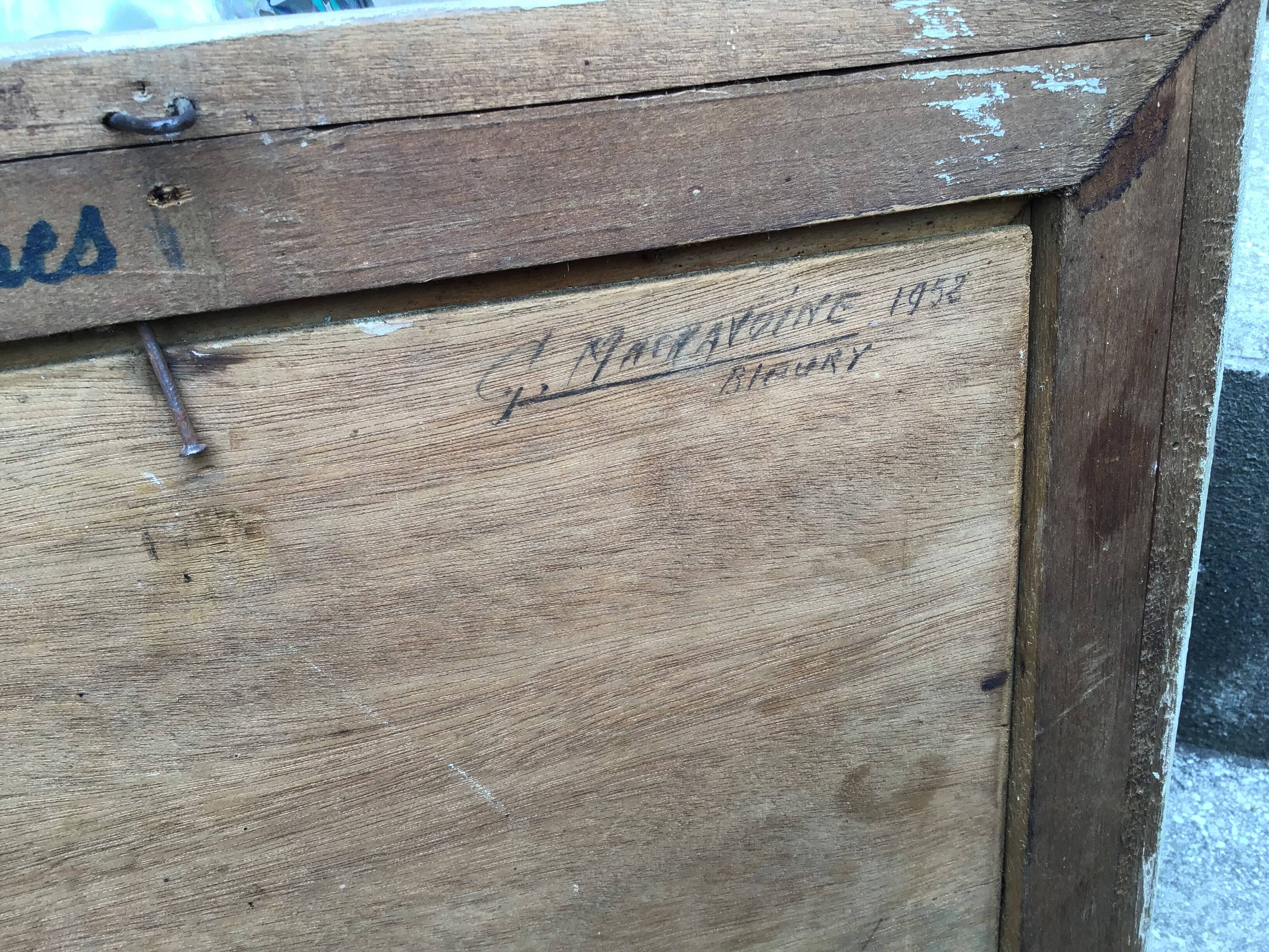 Oil on panel. our fishes