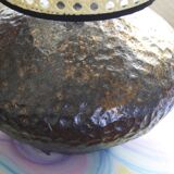 Stoneware lamp with cane shade