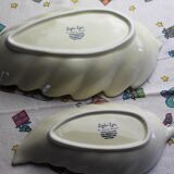 Lot of 2 ravines "leaf" in cracked earthenware