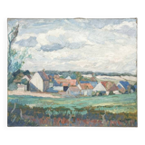 Painting “Village”, Oil on canvas signed.