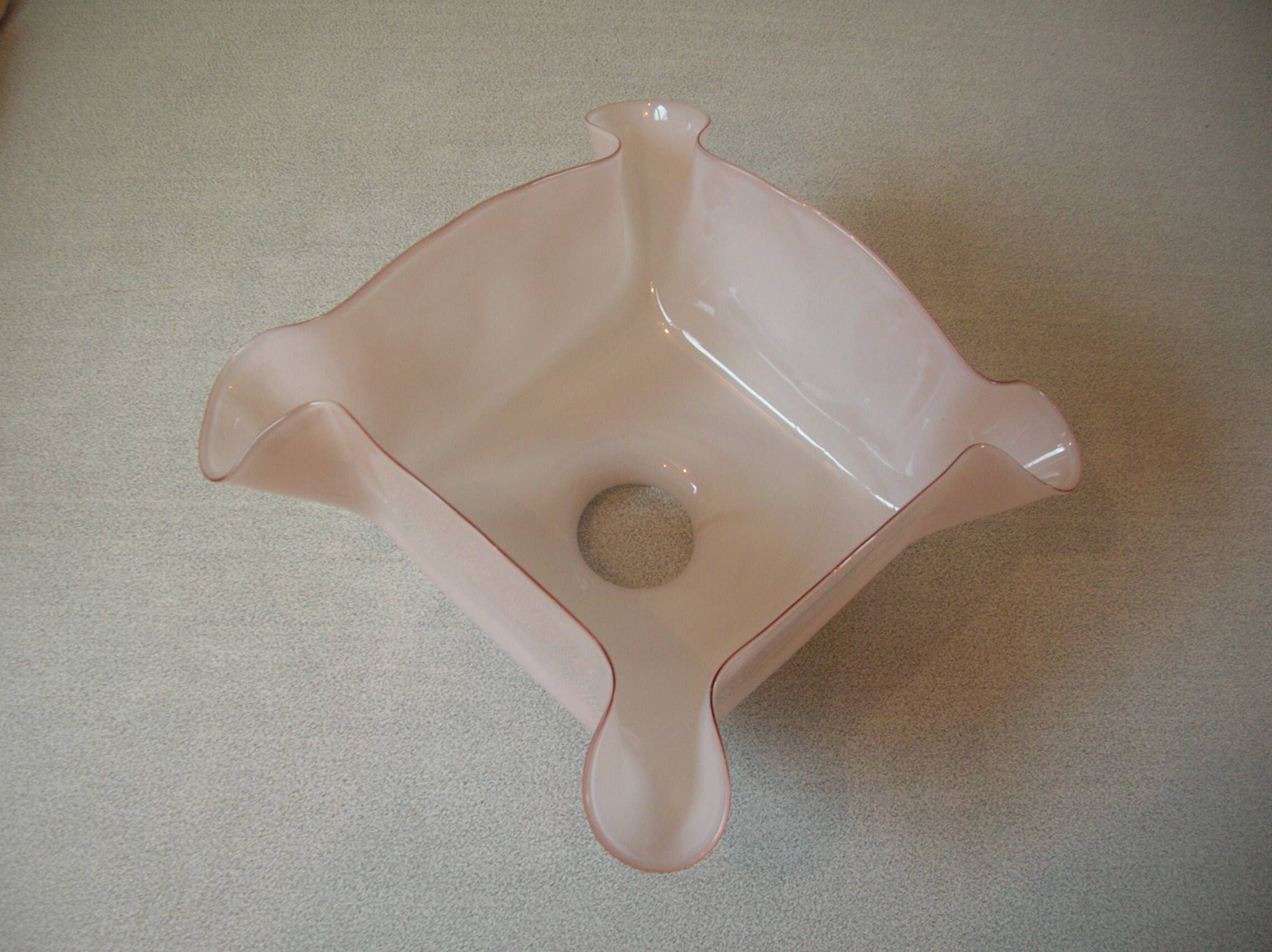 Old lampshade suspension ceiling light in pearl pink glass 26 cm vintage retro decoration