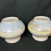 Pair of porcelain ball vases with cottage decor, late 19th century