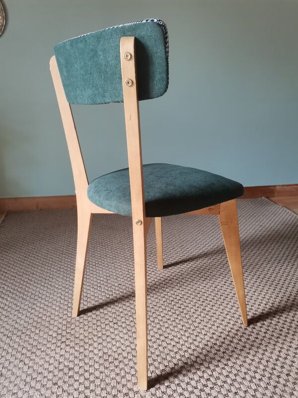 Chaise bistrot verte motif pied de poule