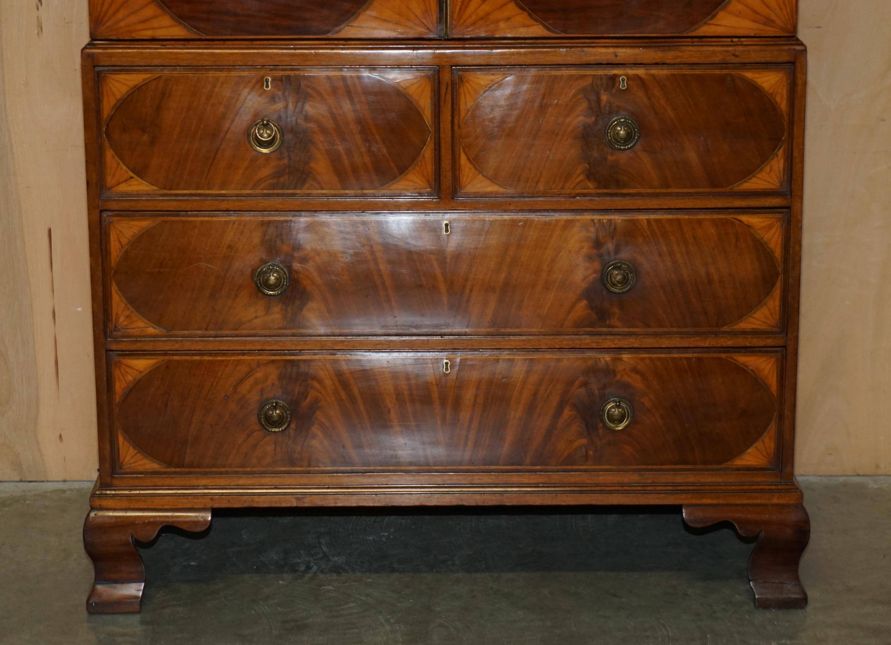 George III Sheraton linen cupboard in walnut, circa 1760.