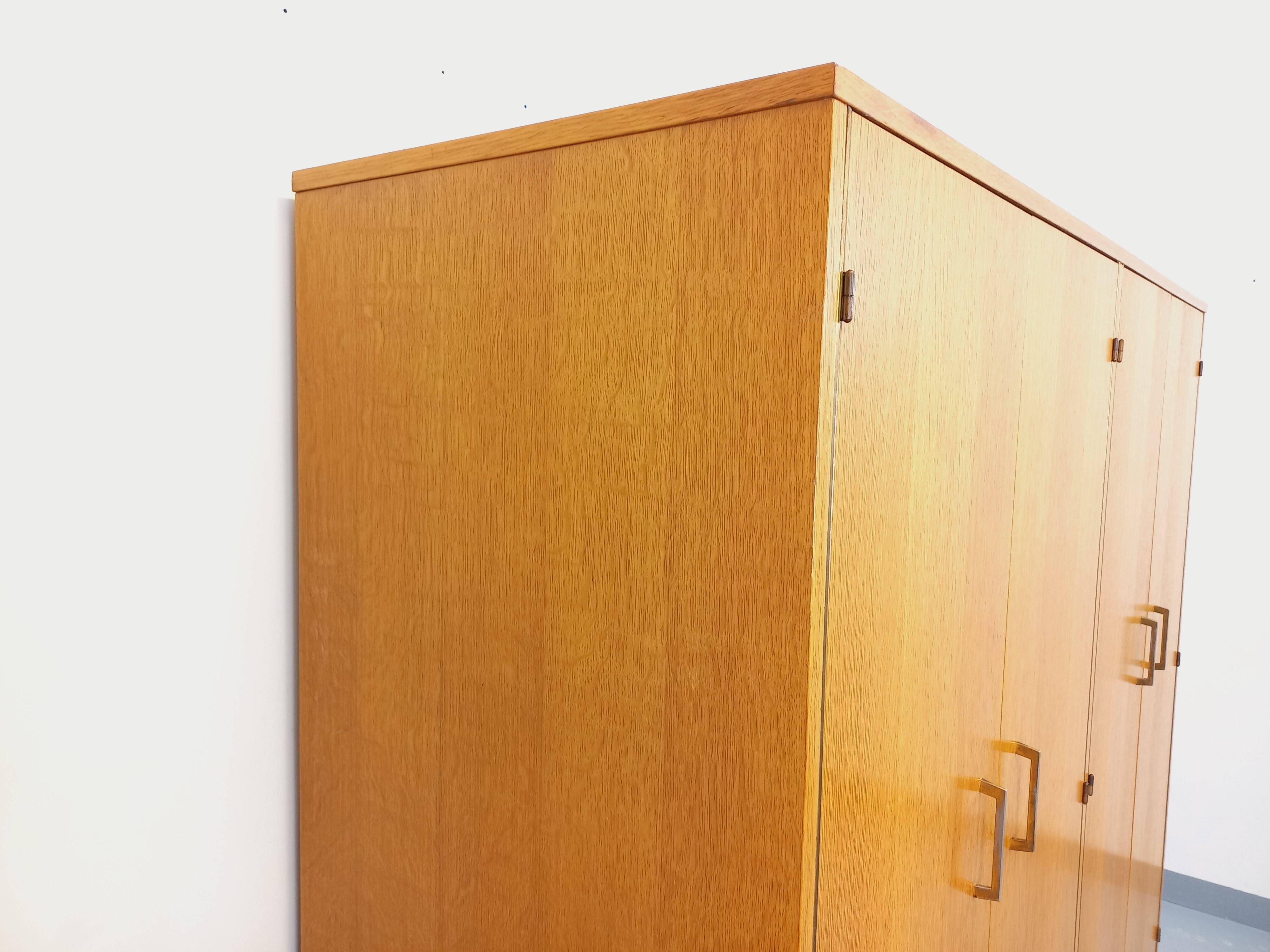 Vintage oak wardrobe from the 1960s.