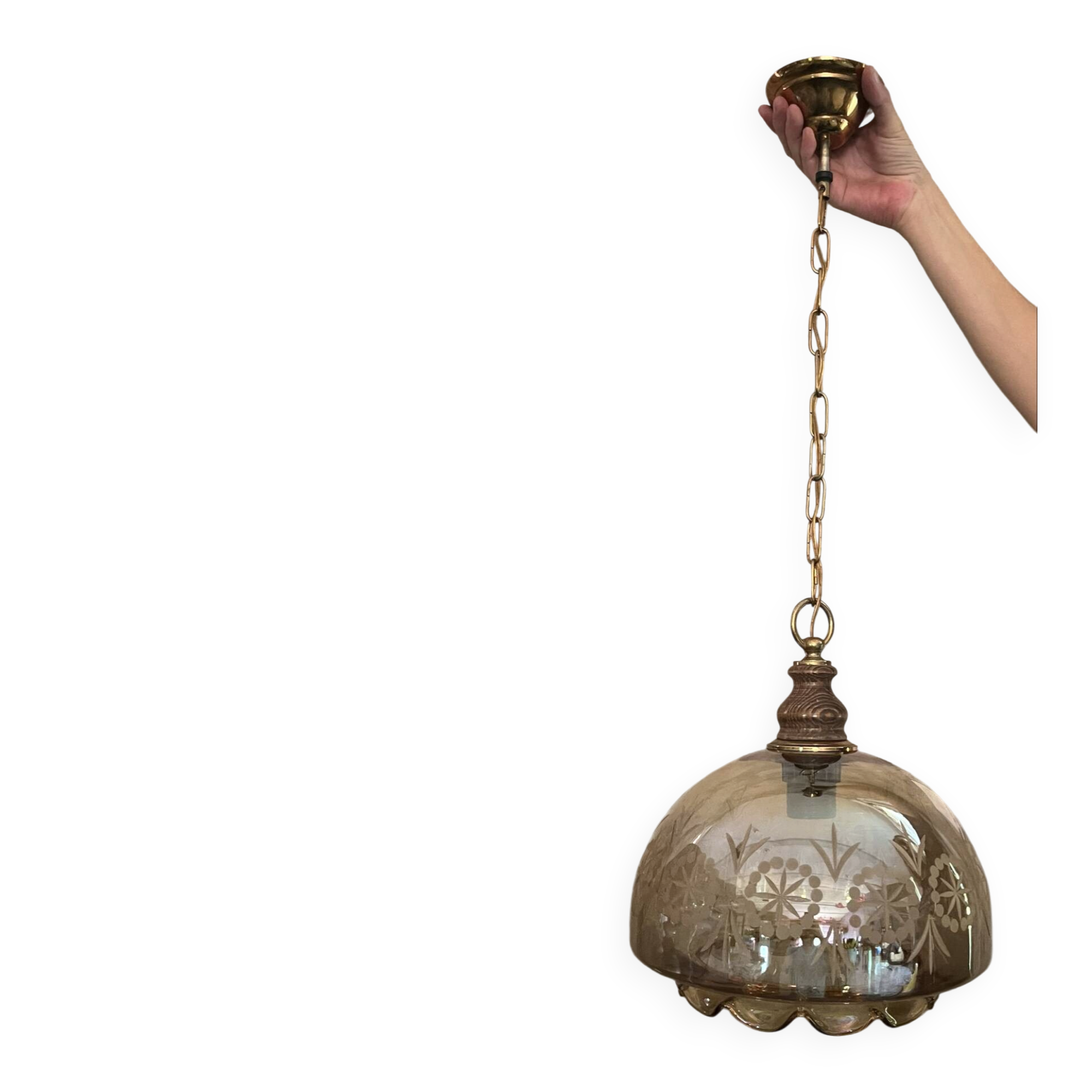 Vintage amber glass pendant – Verrerie de Vianne