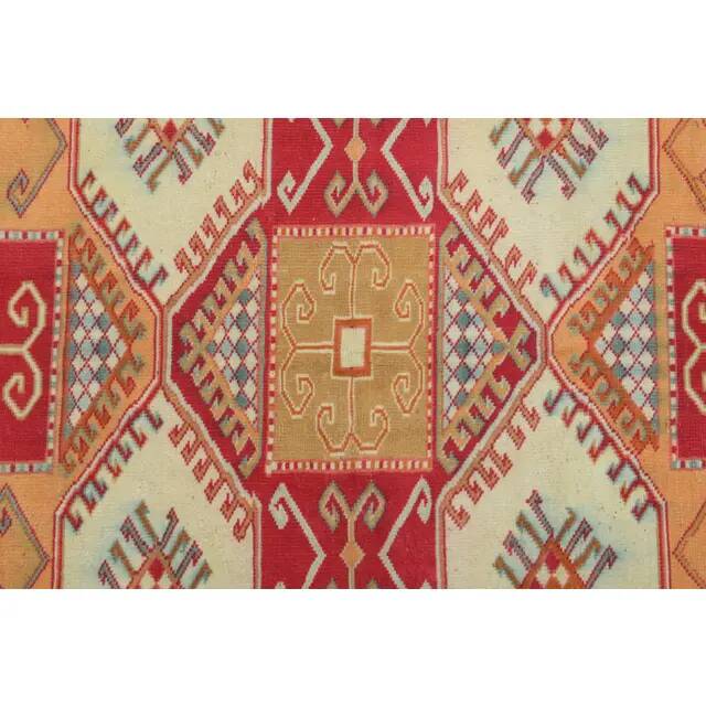 1970s Vintage Turkish Oushak Handmade Wool Cotton Cream Area Rug 172x231