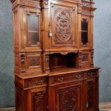 Collector's Louis XVI bookcase buffet in solid walnut circa 1850