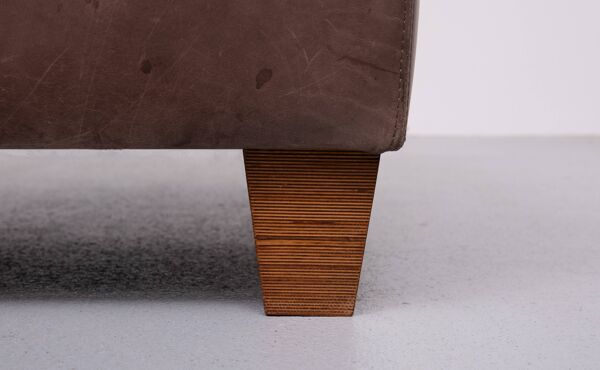 Pouf ou ottoman en cuir Stich des années 1970