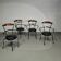 Italian postmodern turnable wrought iron dining chairs with leather seats