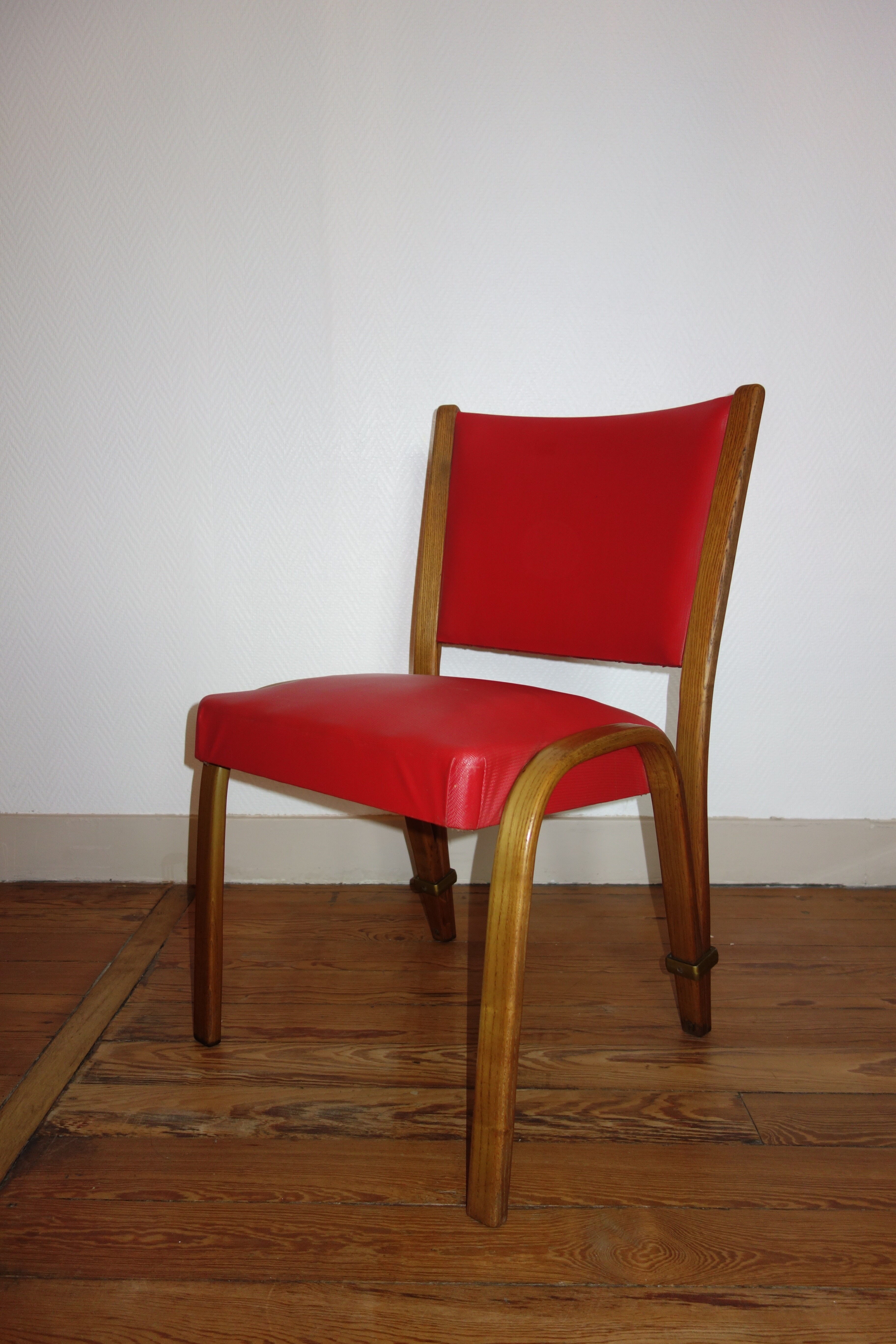 4 chairs "bow wood" by Hugues Steiner 50