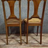 Paire de chaises anciennes en acajou avec cannage – Style Louis XVI
