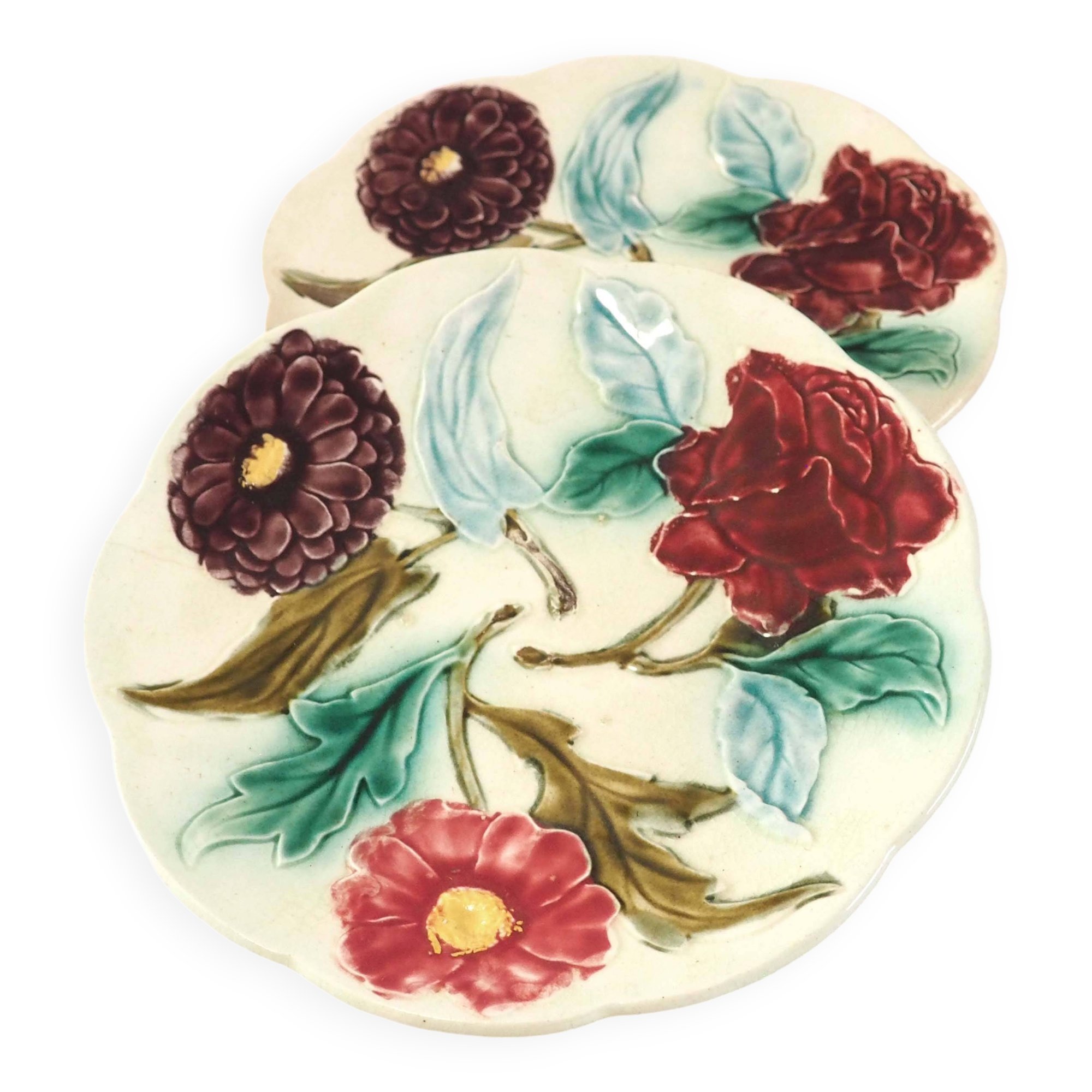 Series 2 flower barbotine plates