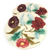 Série 2 assiettes barbotine fleurs