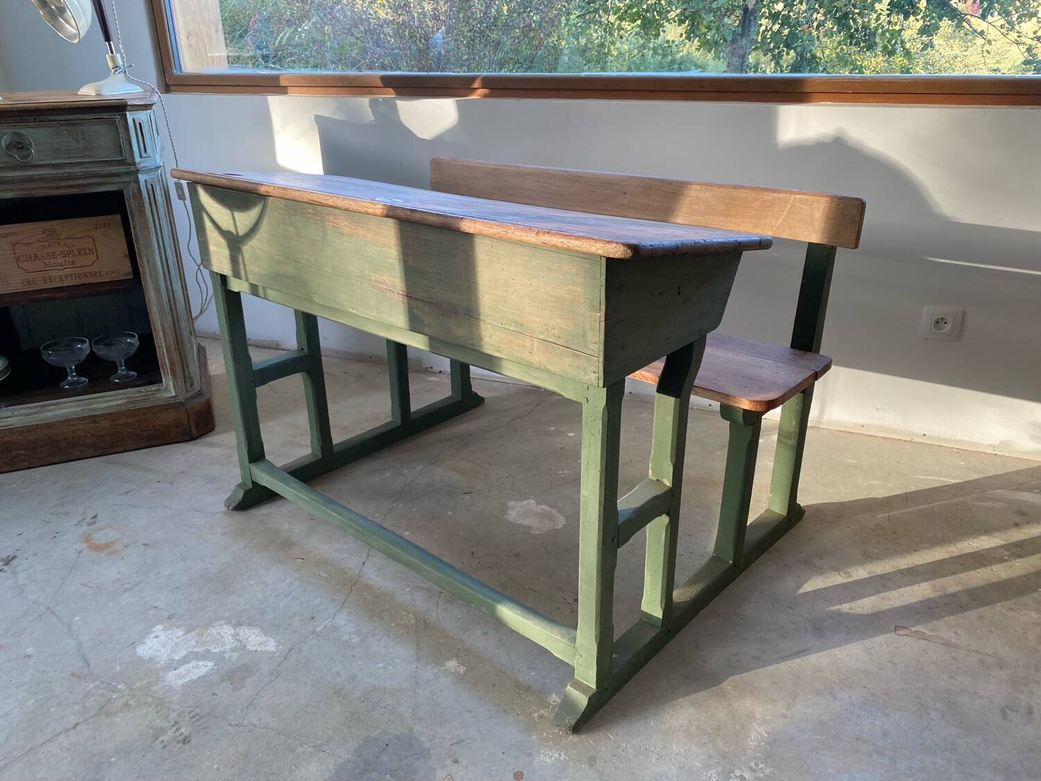 Old school desk 2 places 1950s