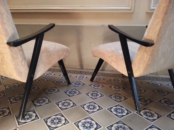 Fauteuils cocktail zig zag d'époque