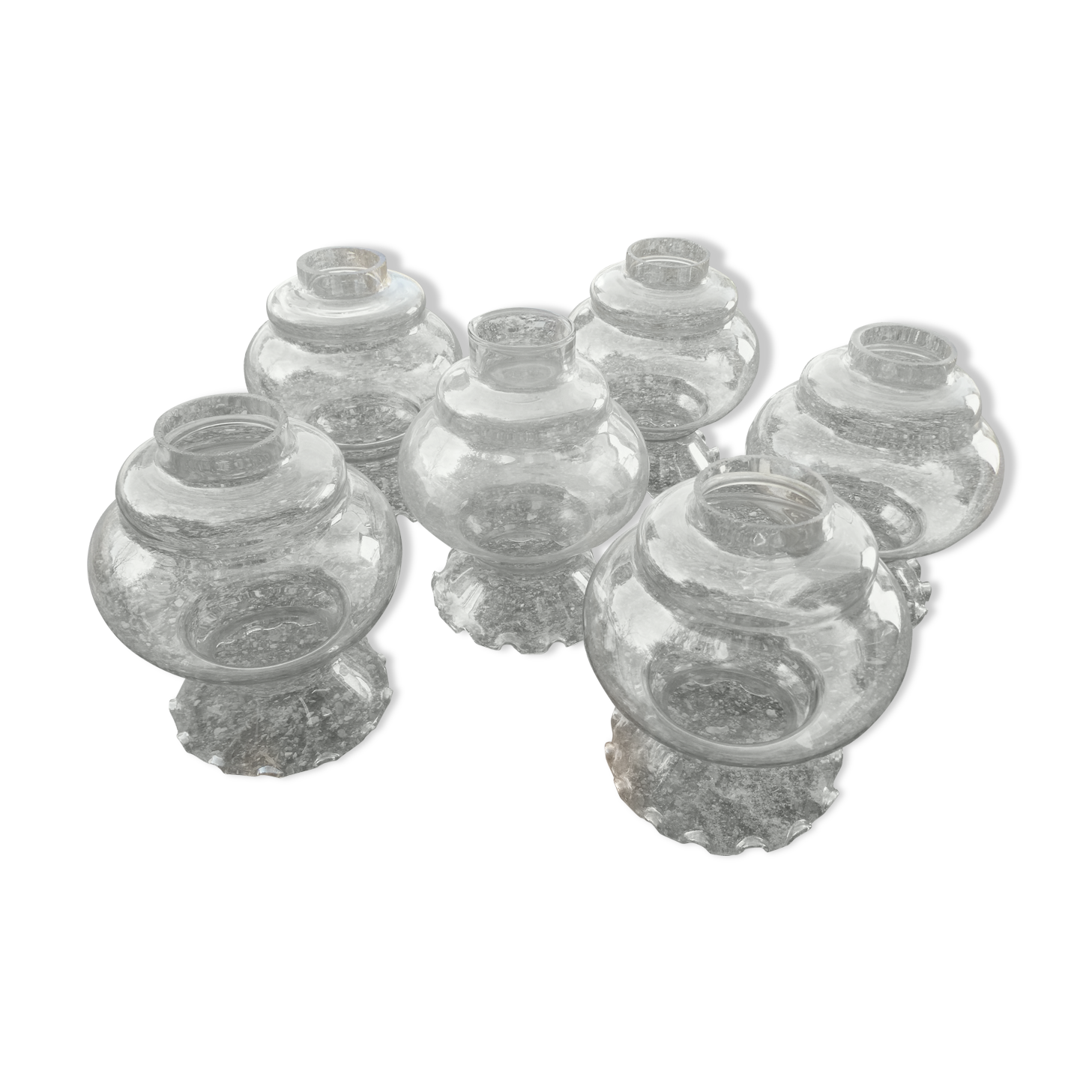 Set of 6 amber glass globes.