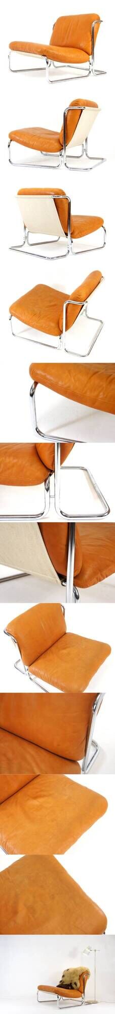 Retro Vintage Danish Leather Lounge Easy Sling Chair Armchair 70s Mid Century