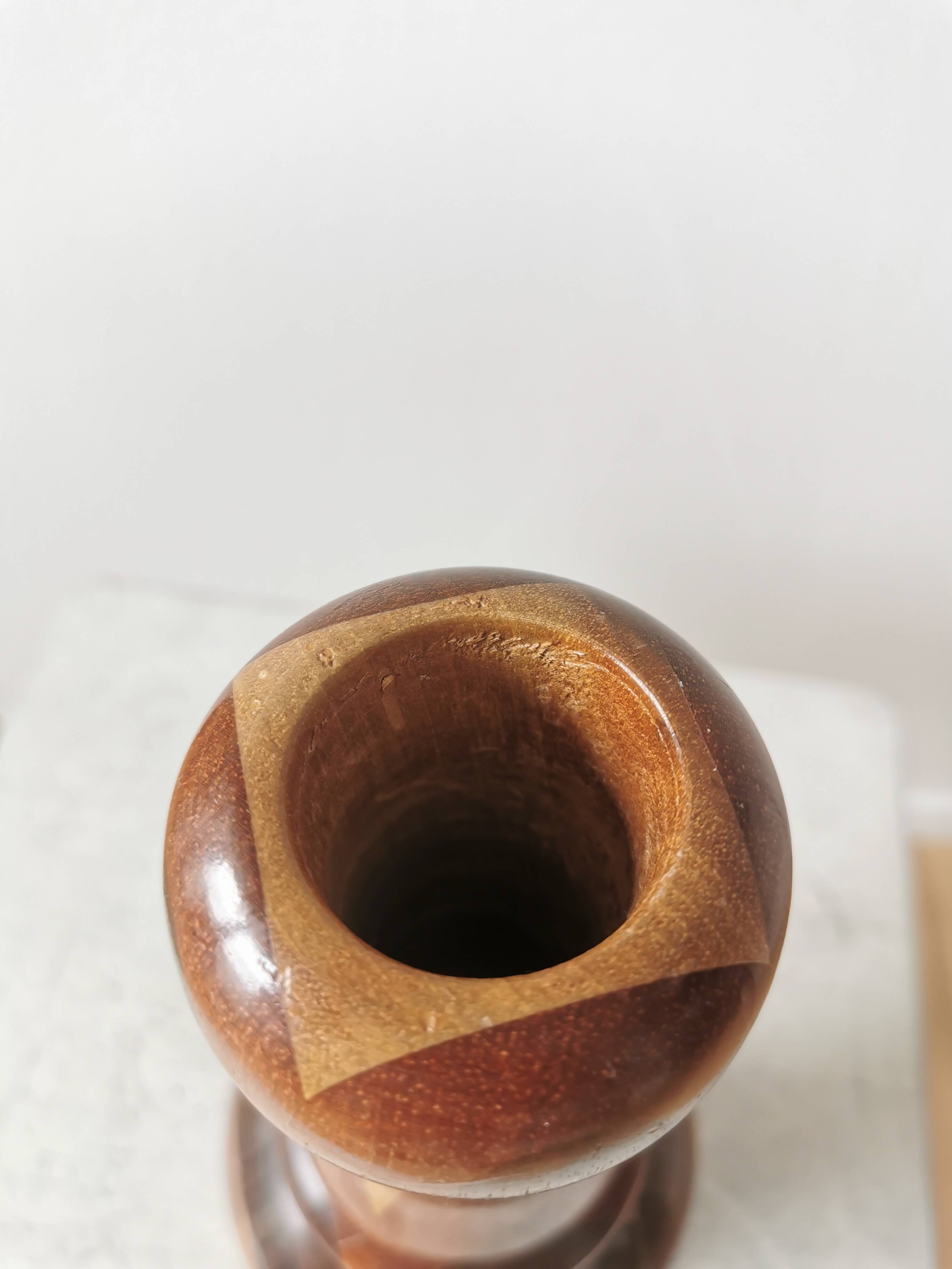 Vintage Wooden Vase: Handcrafted Wood Sculpture, Home Decor