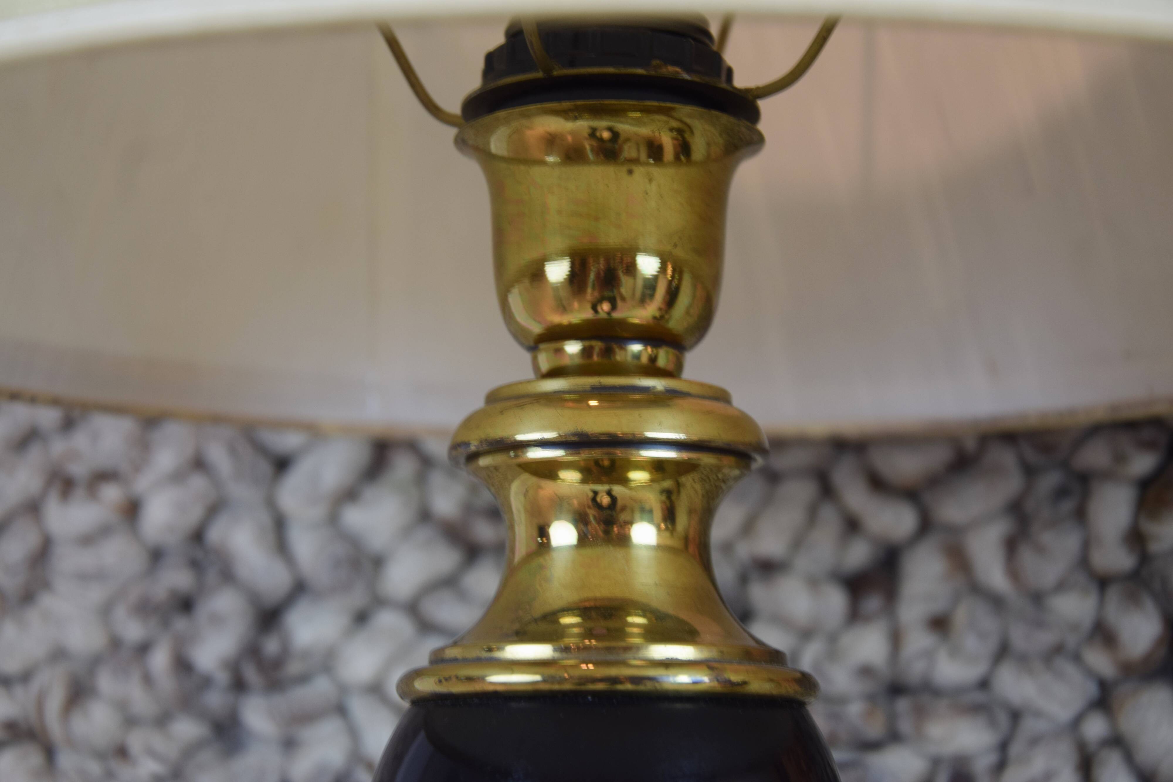 Pair of black lacquered lamps