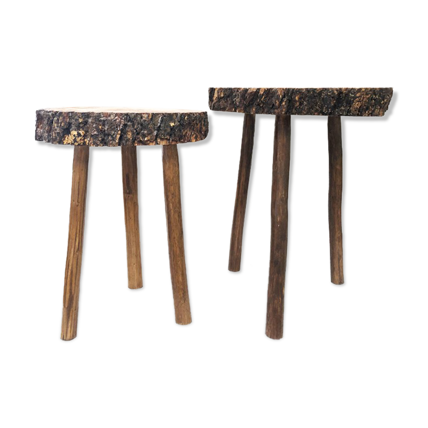 Pair of Brutalist stools, 1970s
