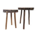 Pair of brutalist stools, 1970