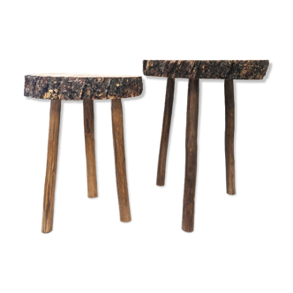 Pair of brutalist stools, 1970