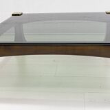 Luciano Frigerio Midcentury Italian Wood and Brass Coffee Table "Ussaro",70